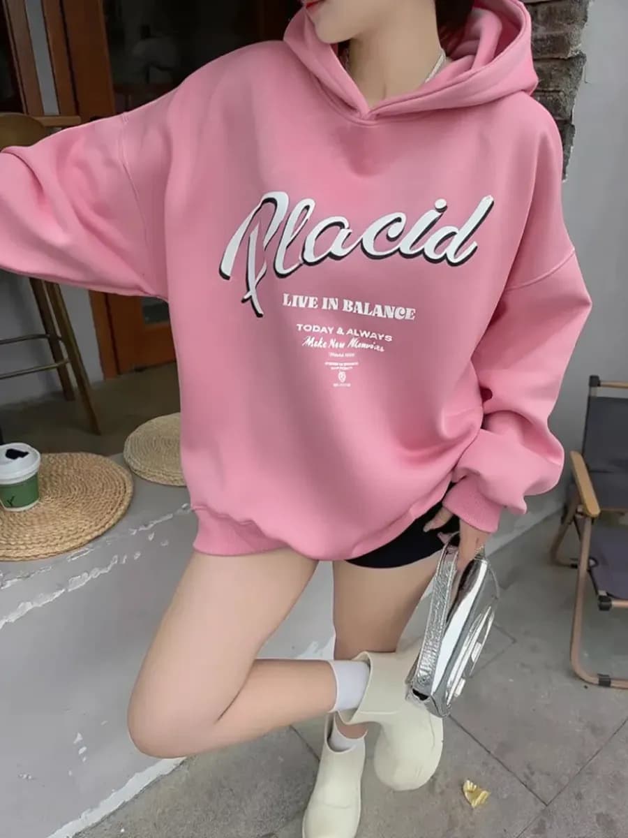 Худи оверсайз с капюшоном y2k розовый