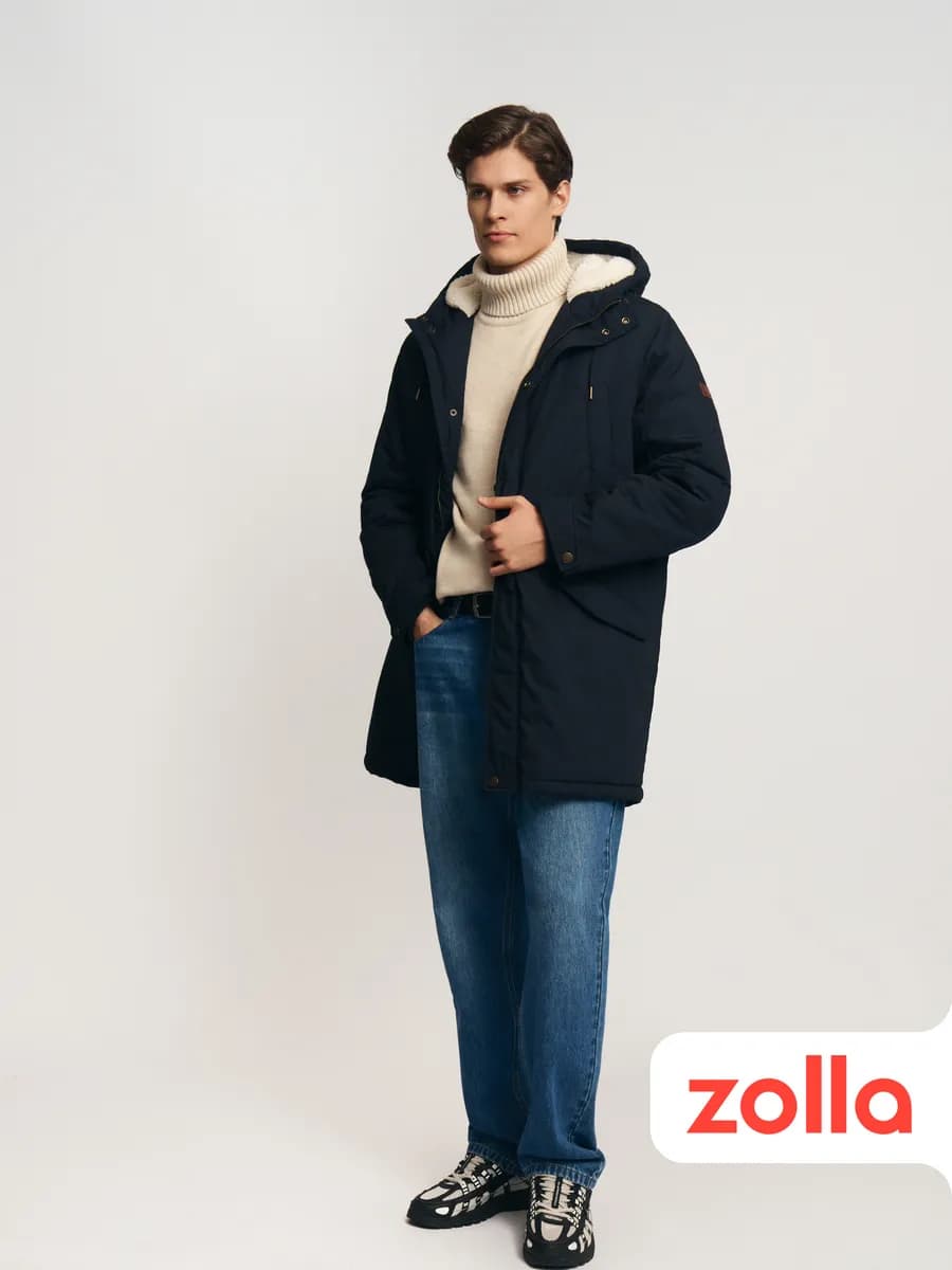 Тёплая мужская куртка-парка с экомехом - фото 1