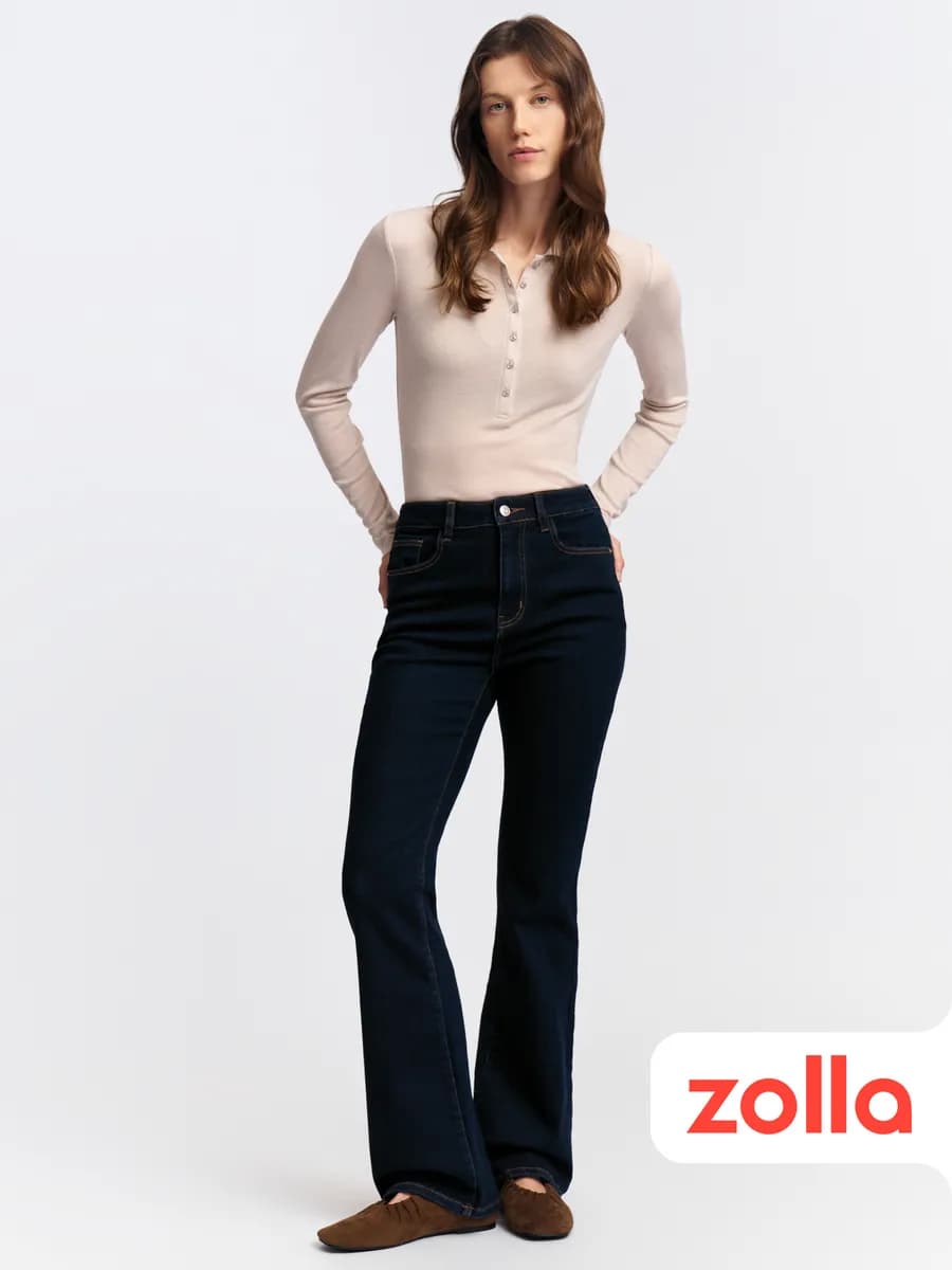 Женские тёплые джинсы Bootcut с начёсом