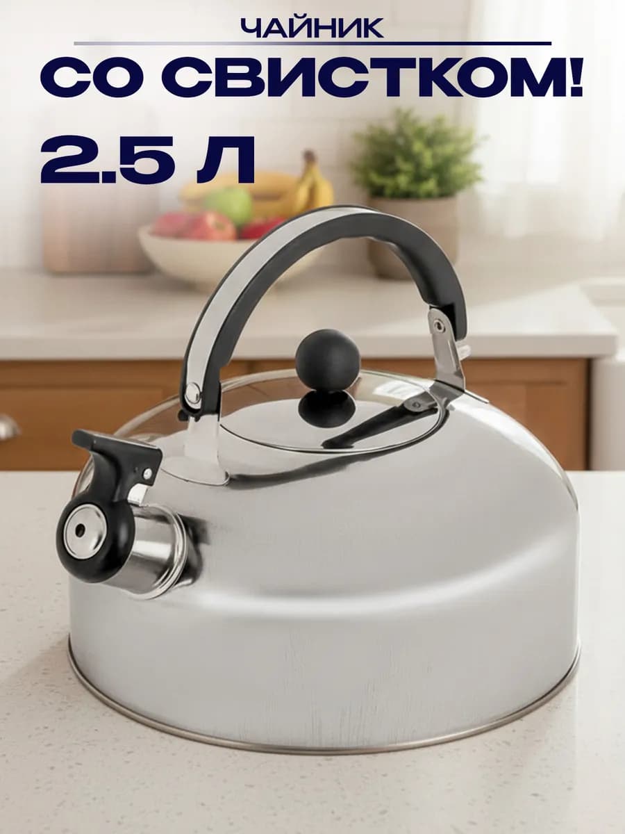 Чайник для плиты стальной 2,5 л