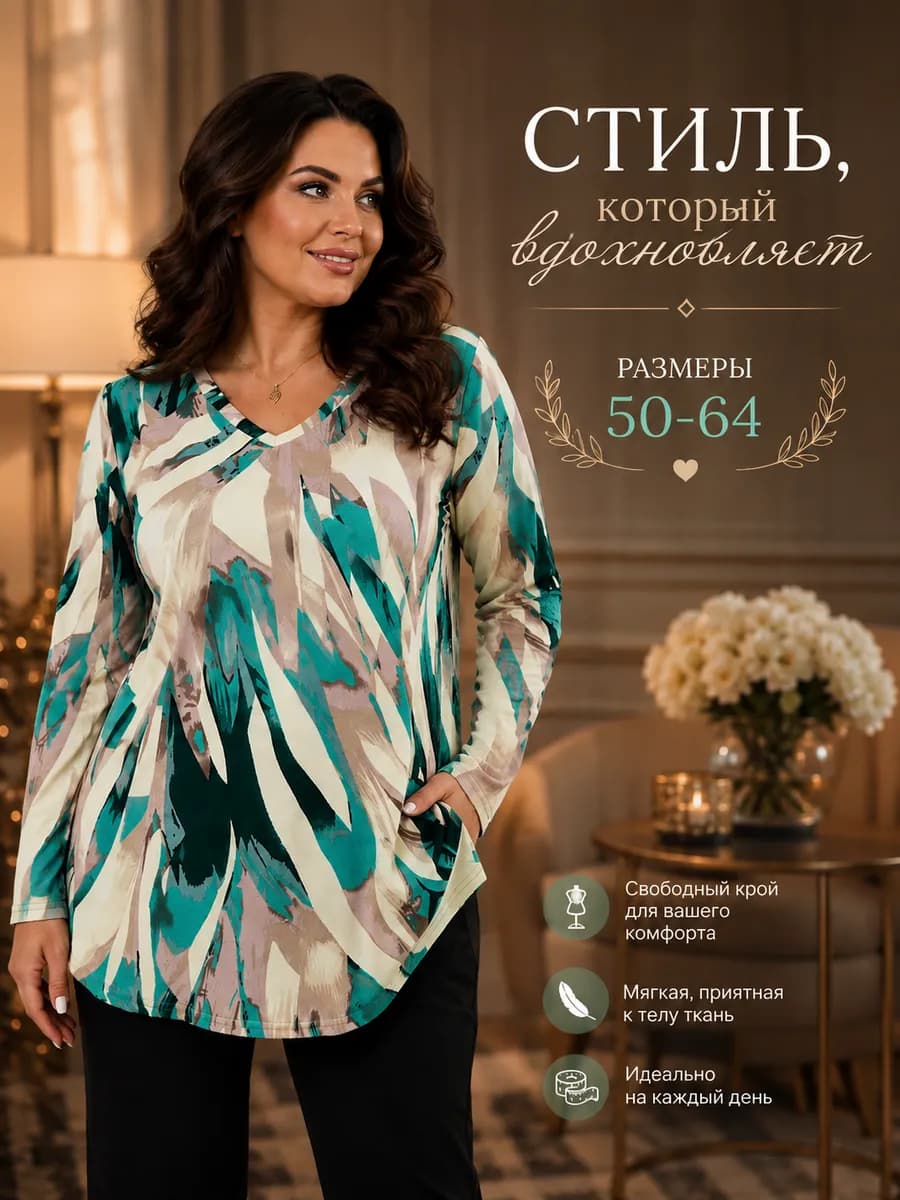 Кофта теплая больших размеров