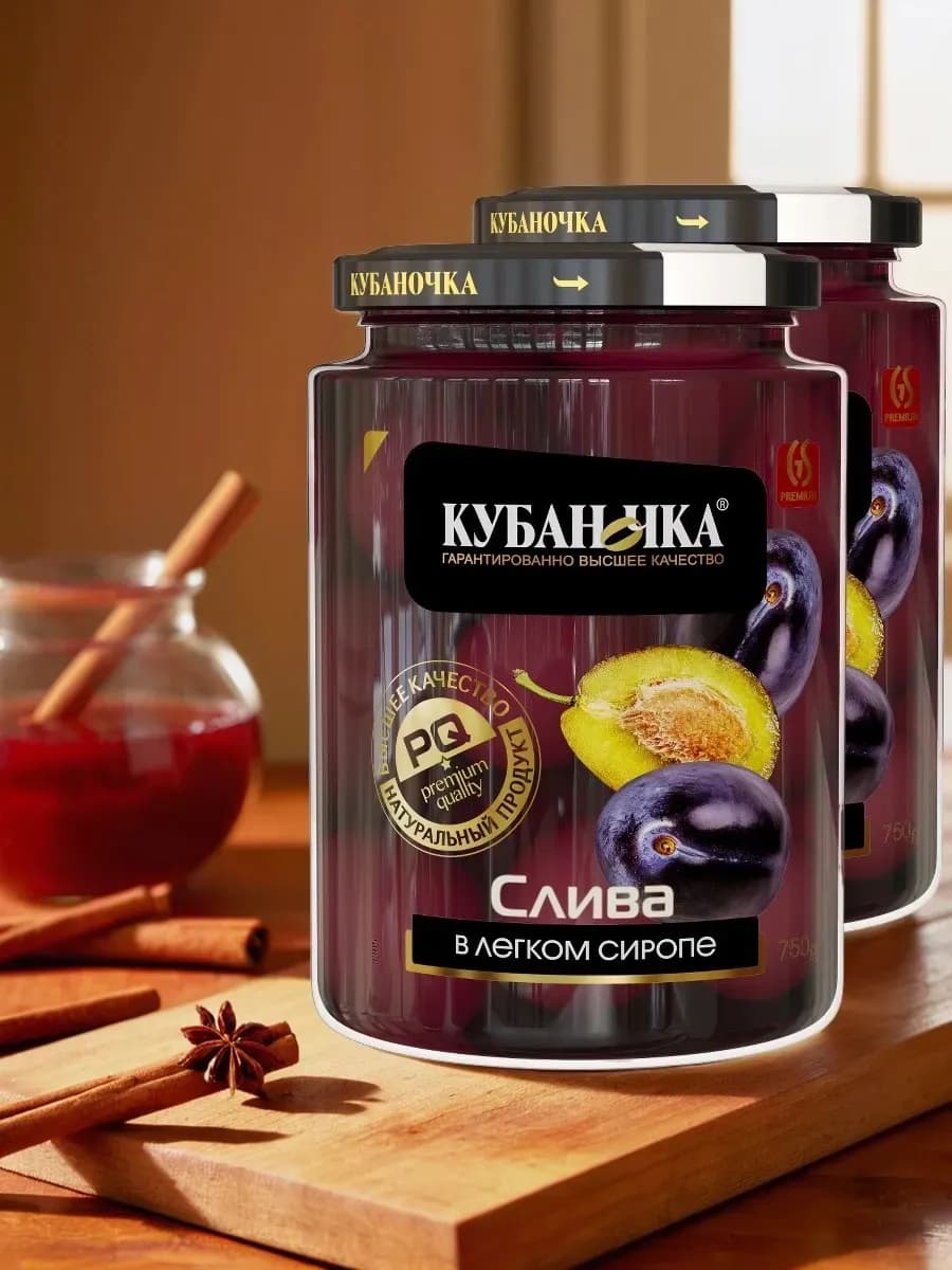 Слива в легком сиропе 750г. (Набор из 2шт)