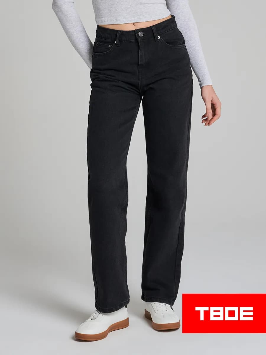 Джинсы прямые с вареным эффектом