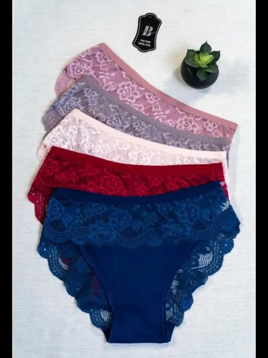 Трусы набор хлопок кружевные 5 штук