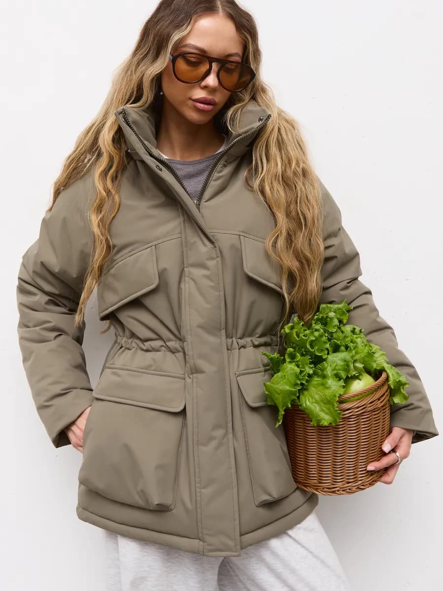 Удлиненная куртка парка с капюшоном зимняя