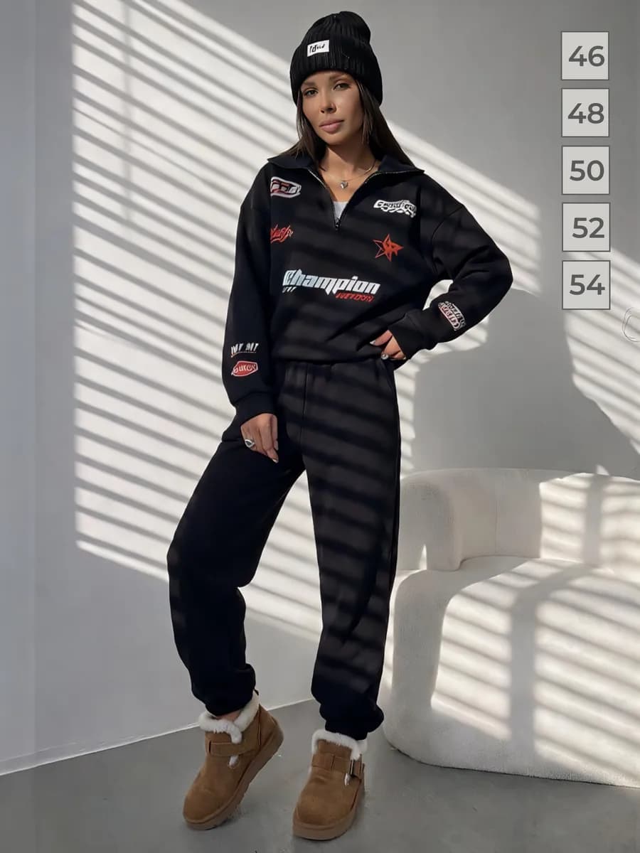 Теплый костюм спортивный полузамок