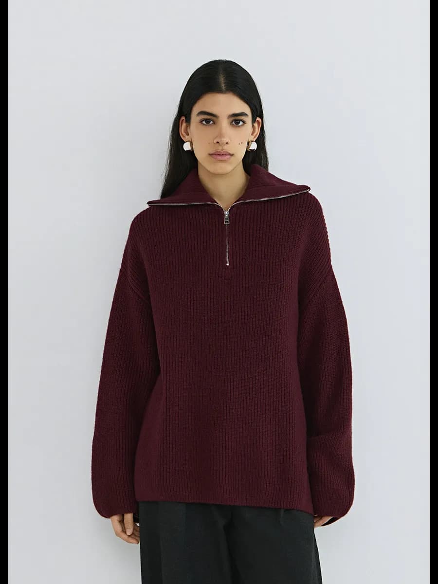 Джемпер вязаный с воротником на молнии