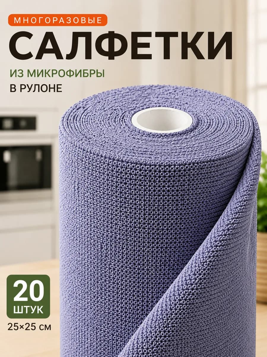 Универсальные салфетки из микрофибры для кухни и дома 20 шт