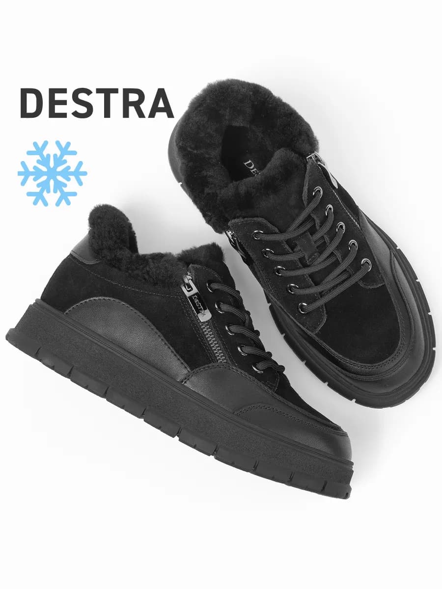 Полуботинки зимние женские черные - фото 1