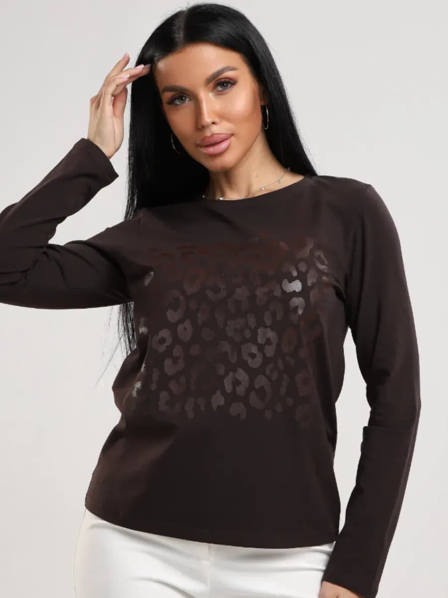 Лонгслив нарядный с принтом