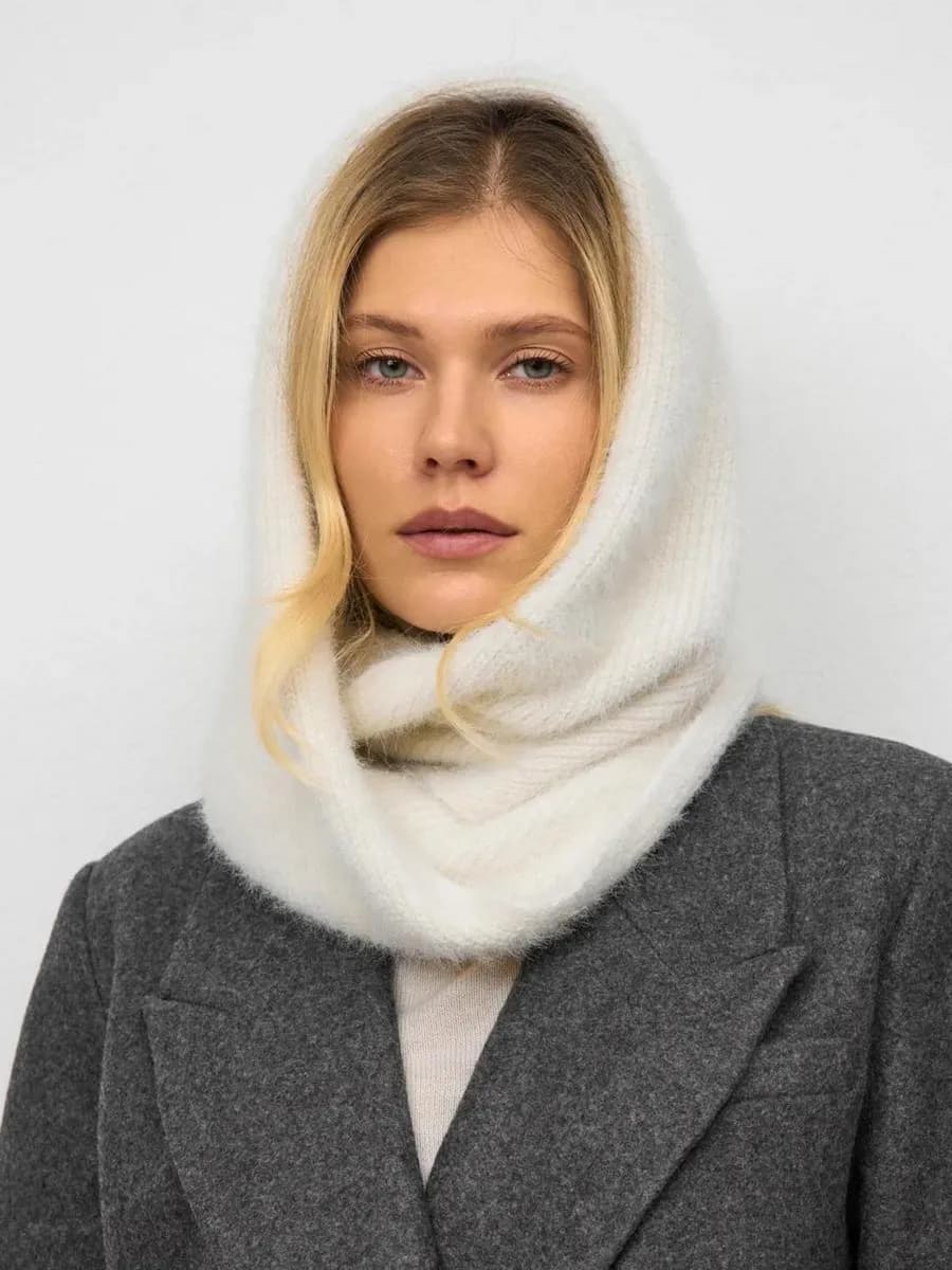 Шарф платок вязаный теплый на голову и шею