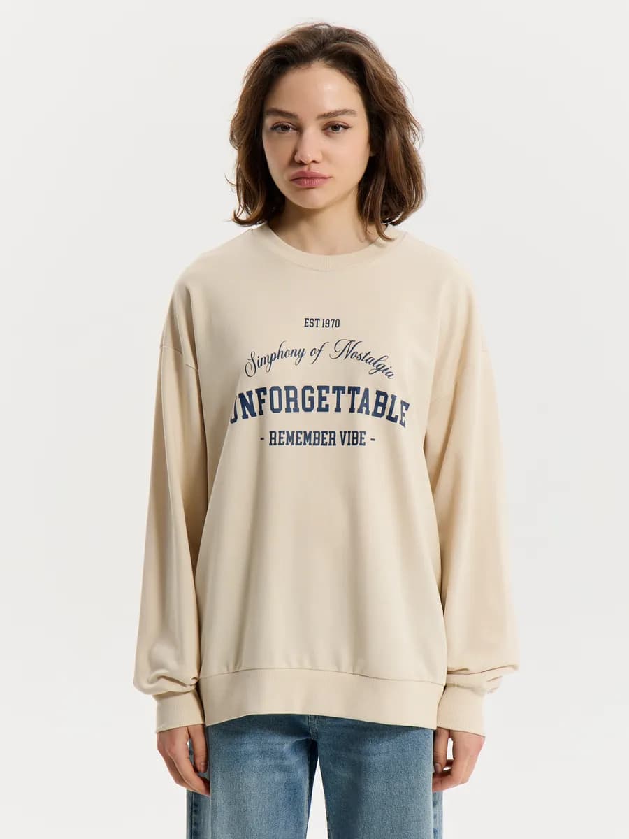 Свитшот свободного кроя с принтом