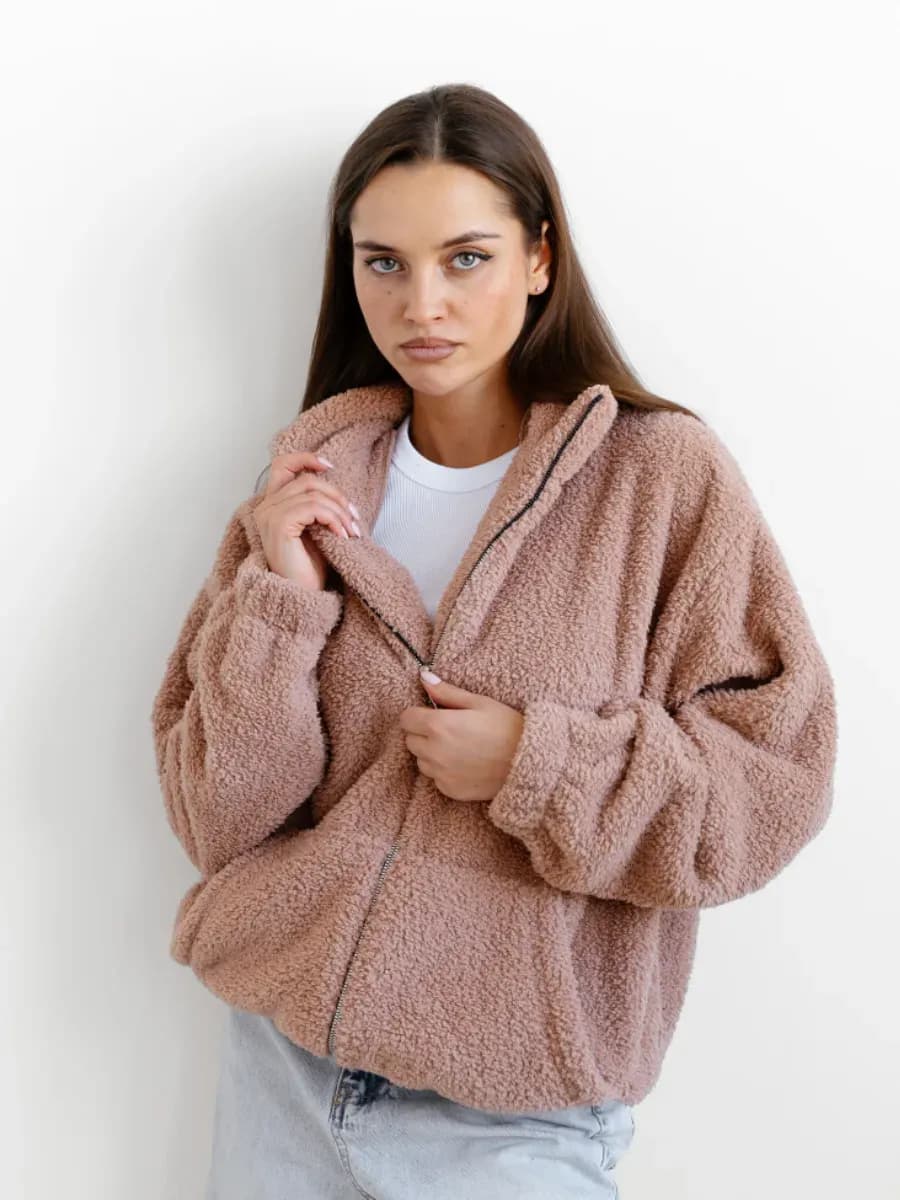 Толстовка теплая на молнии барашек плюшевая