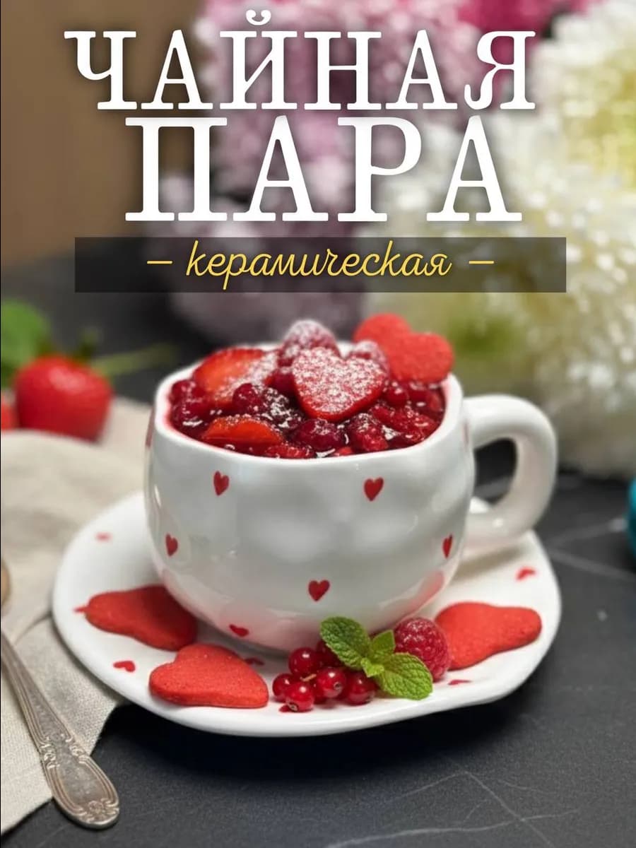 Чайная пара керамическая подарочная чашка и блюдце 290 мл