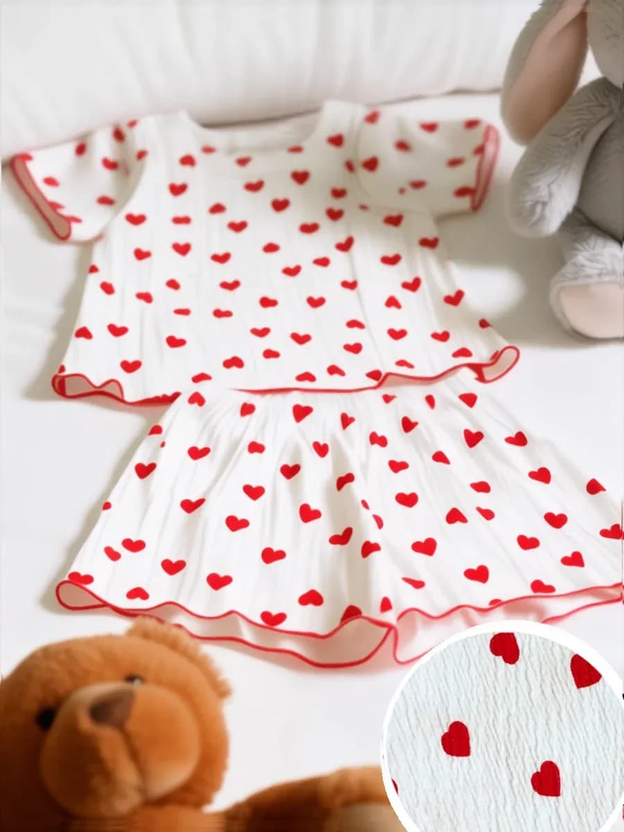 Пижама в сердечко с шортами