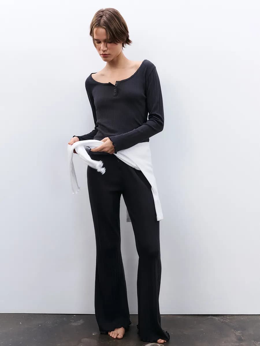 Брюки домашние с волнистыми краями