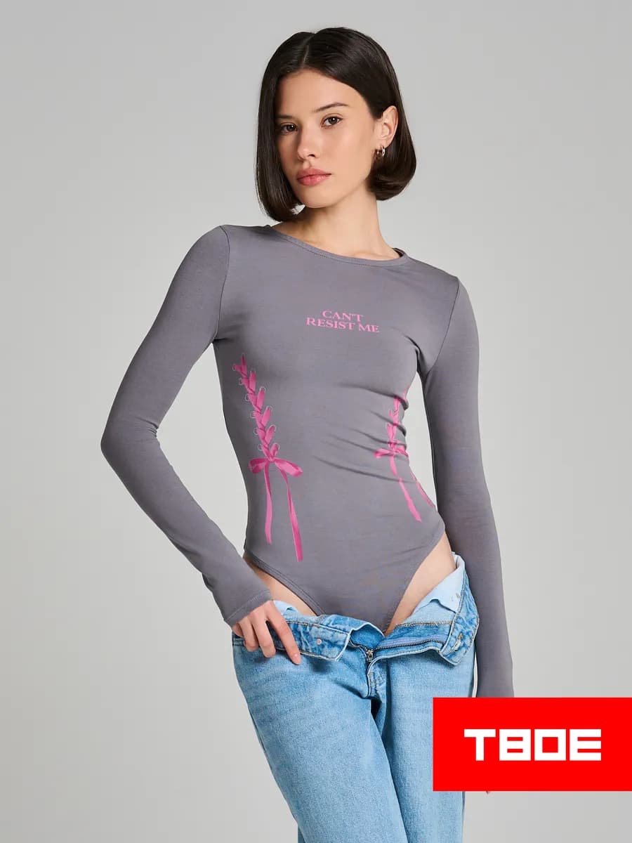 Боди с длинным рукавом и надписью