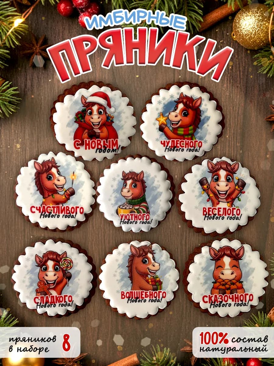 Пряники новогодние 2026 имбирные лошади