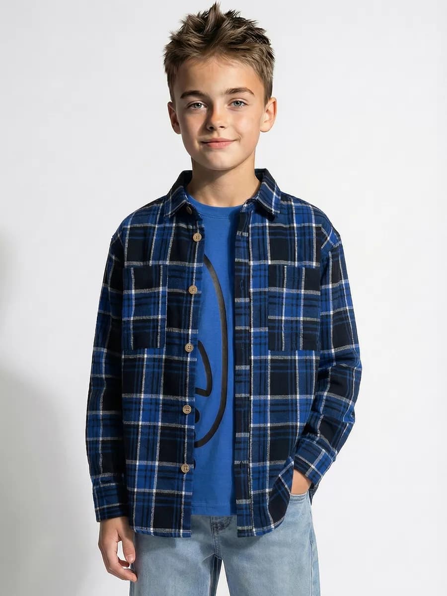 Рубашка Regular fit фланелевая в клетку