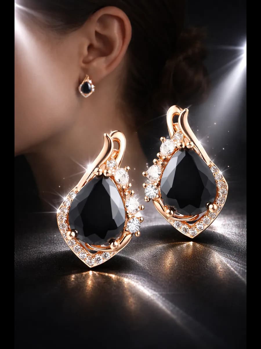 Серьги бижутерия позолоченные с камнями