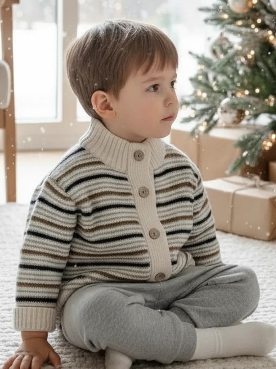 Кардиган детский утепленный вязаный кофточка