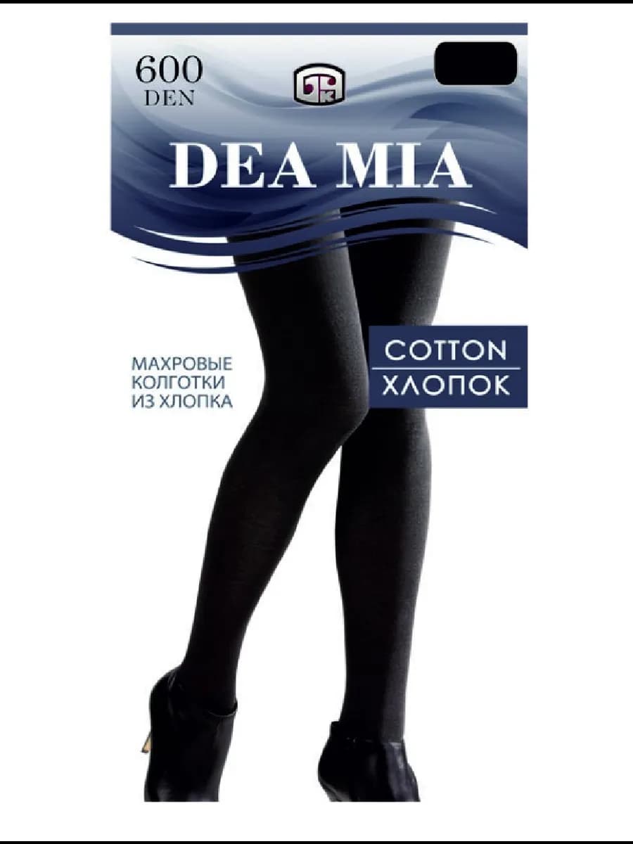 Теплые махровые колготки Cotton 600, размер 2, черный