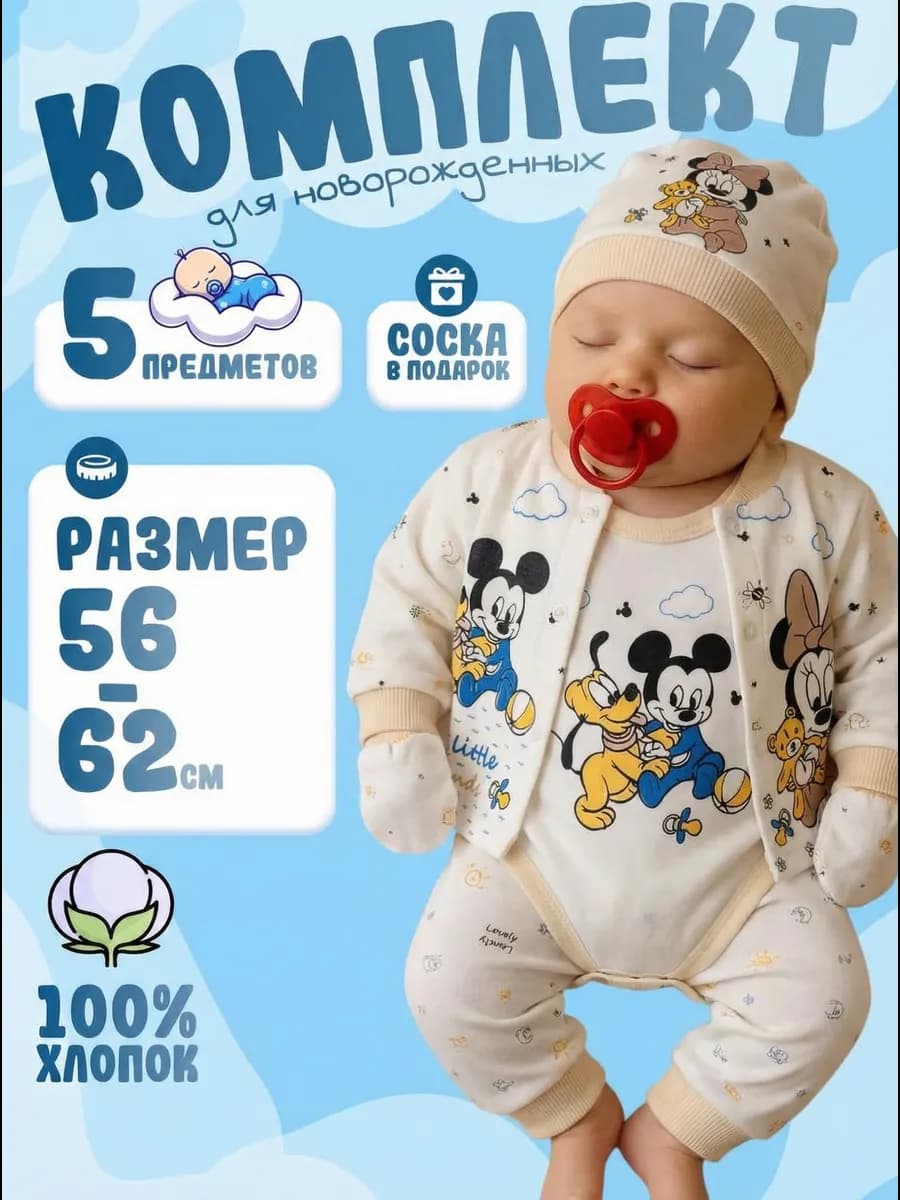 Комплект для новорожденных на выписку 6 в 1
