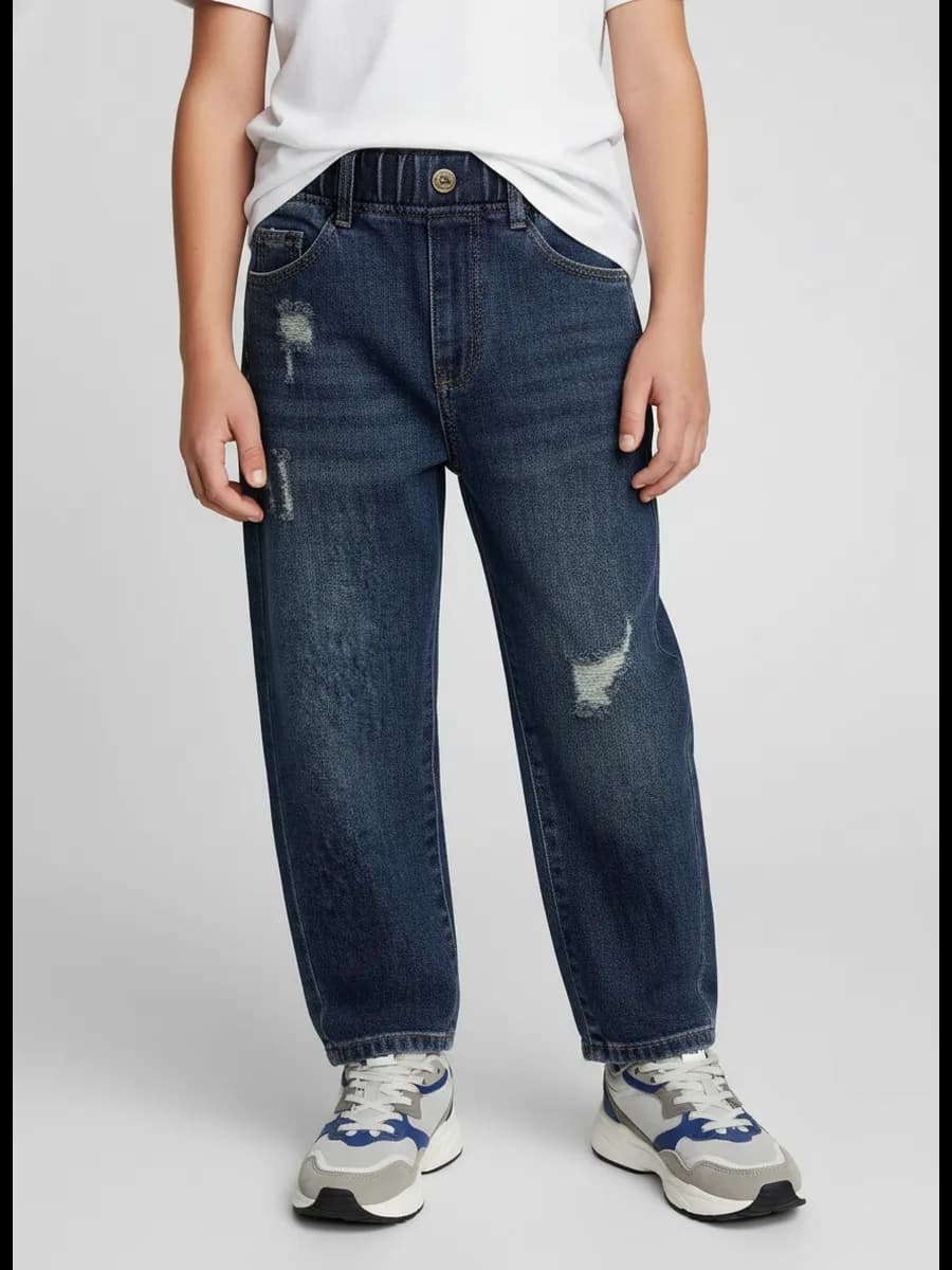 Джинсы багги на резинке подростковые