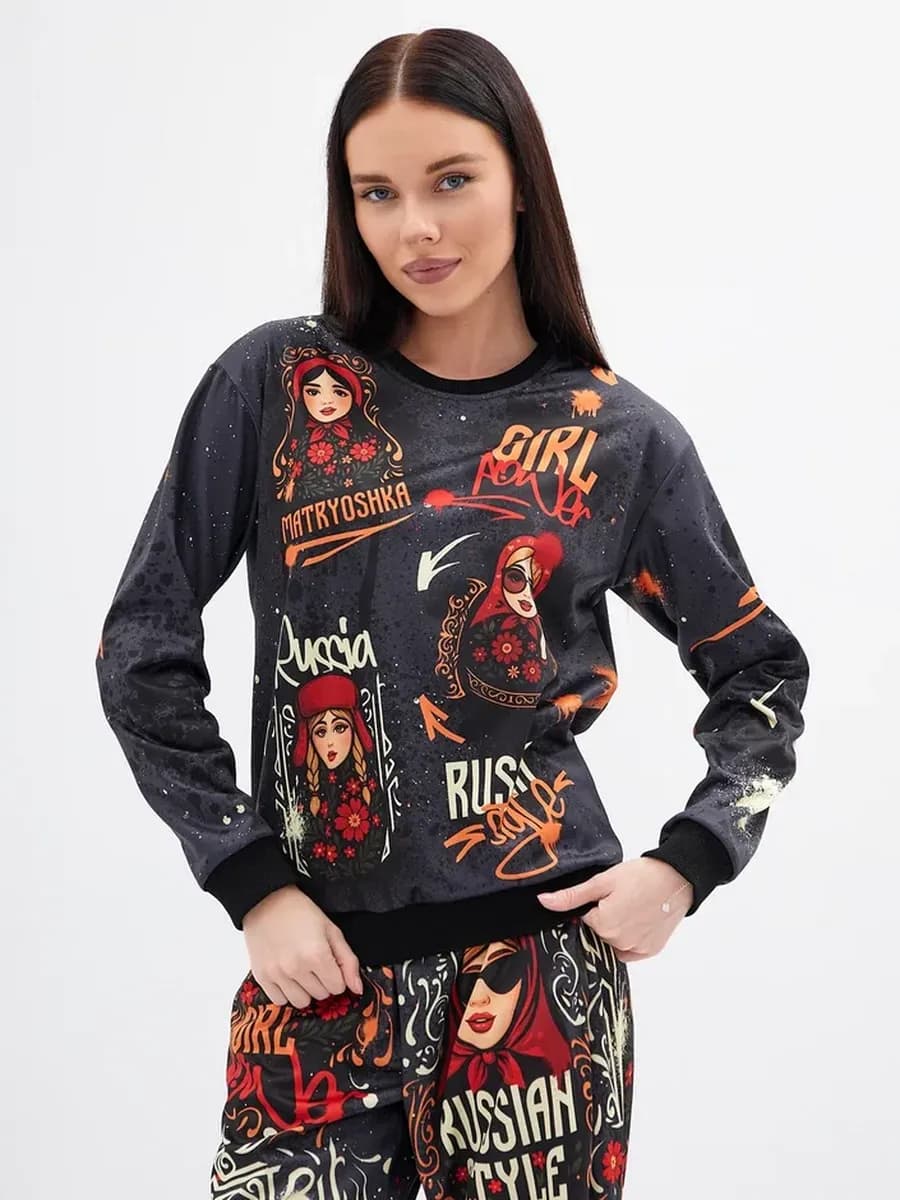 cвитшот с принтом матрёшки