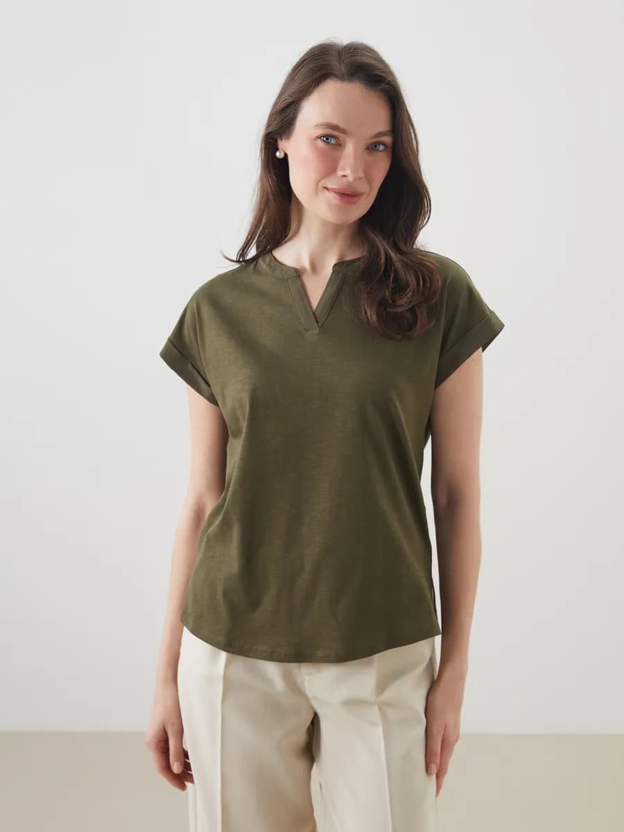 женская футболка с круглым вырезом