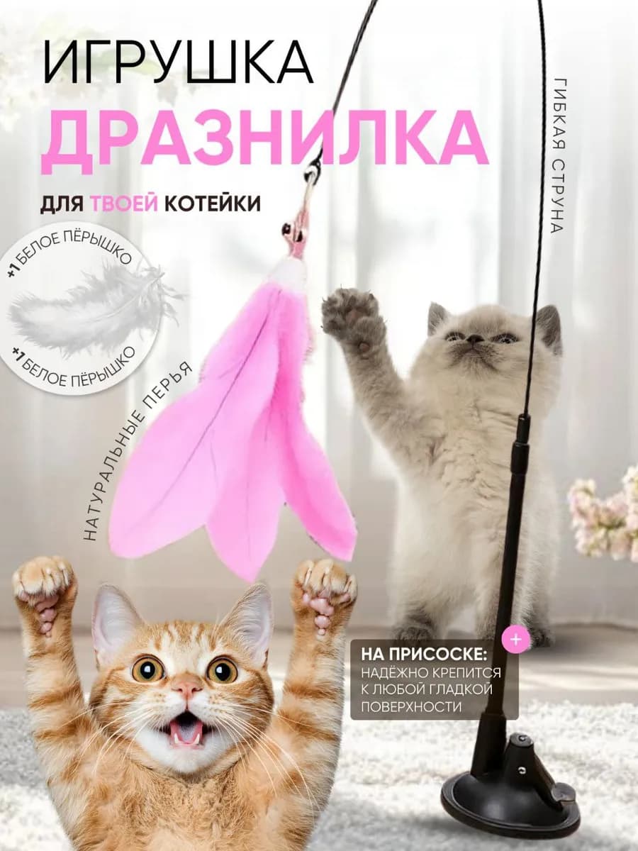 Игрушка для кошек дразнилка на присоске