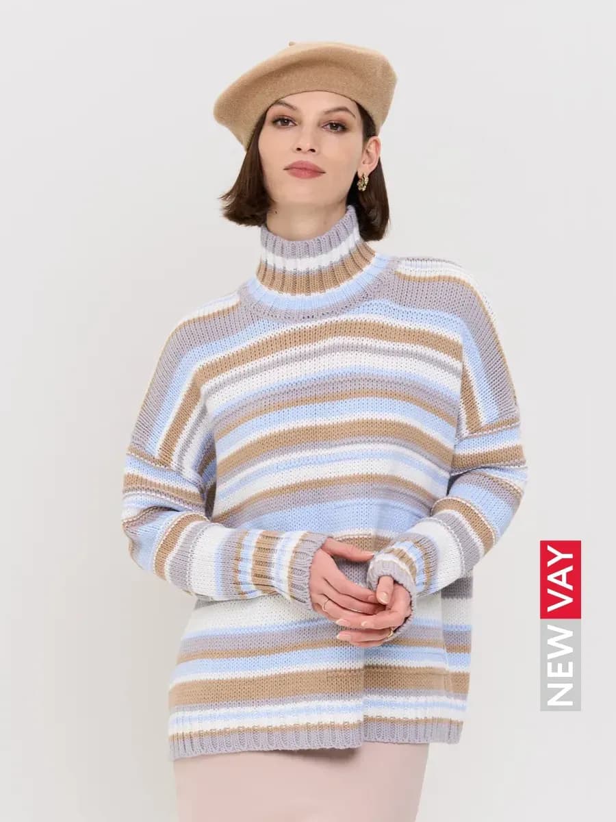 Свитер вязаный теплый с горлом