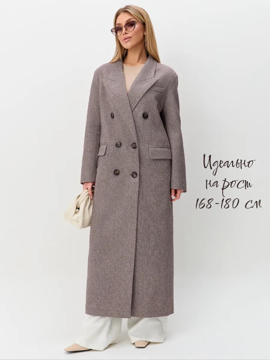 Пальто коричневое для высоких