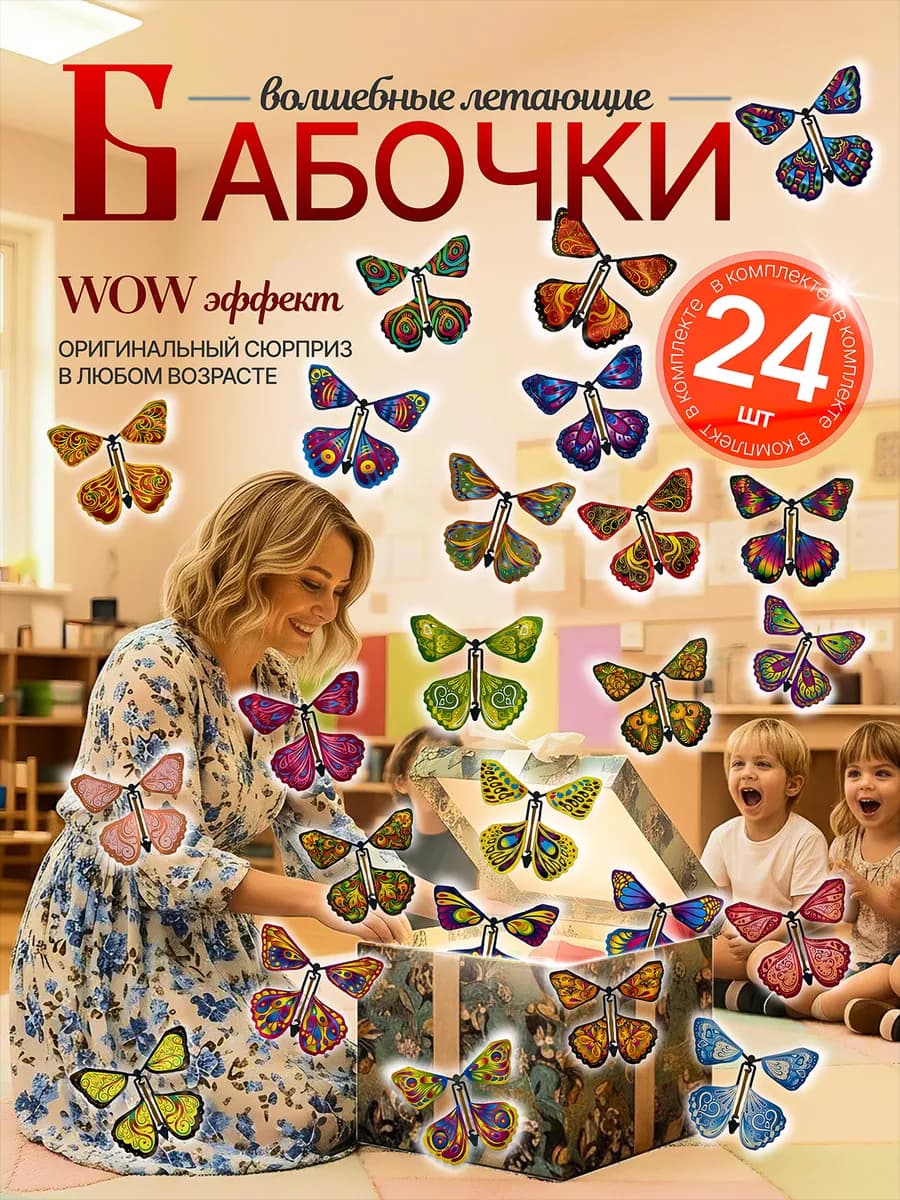 Летающие бабочки 24 шт набор сюрприз