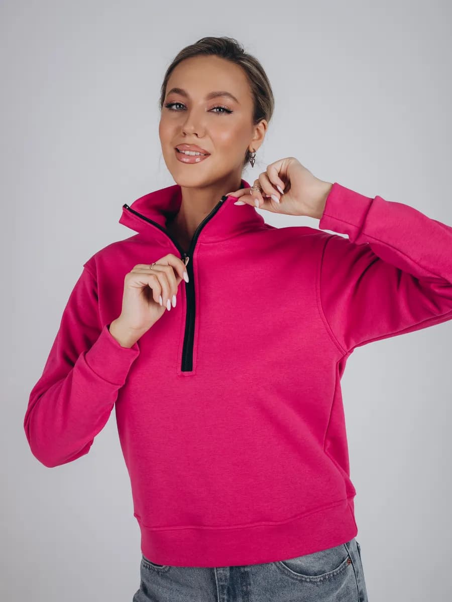 Свитшот розовый с молнией без начёса кофта