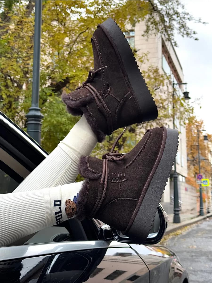 Угги зимние натуральные замшевые с мехом