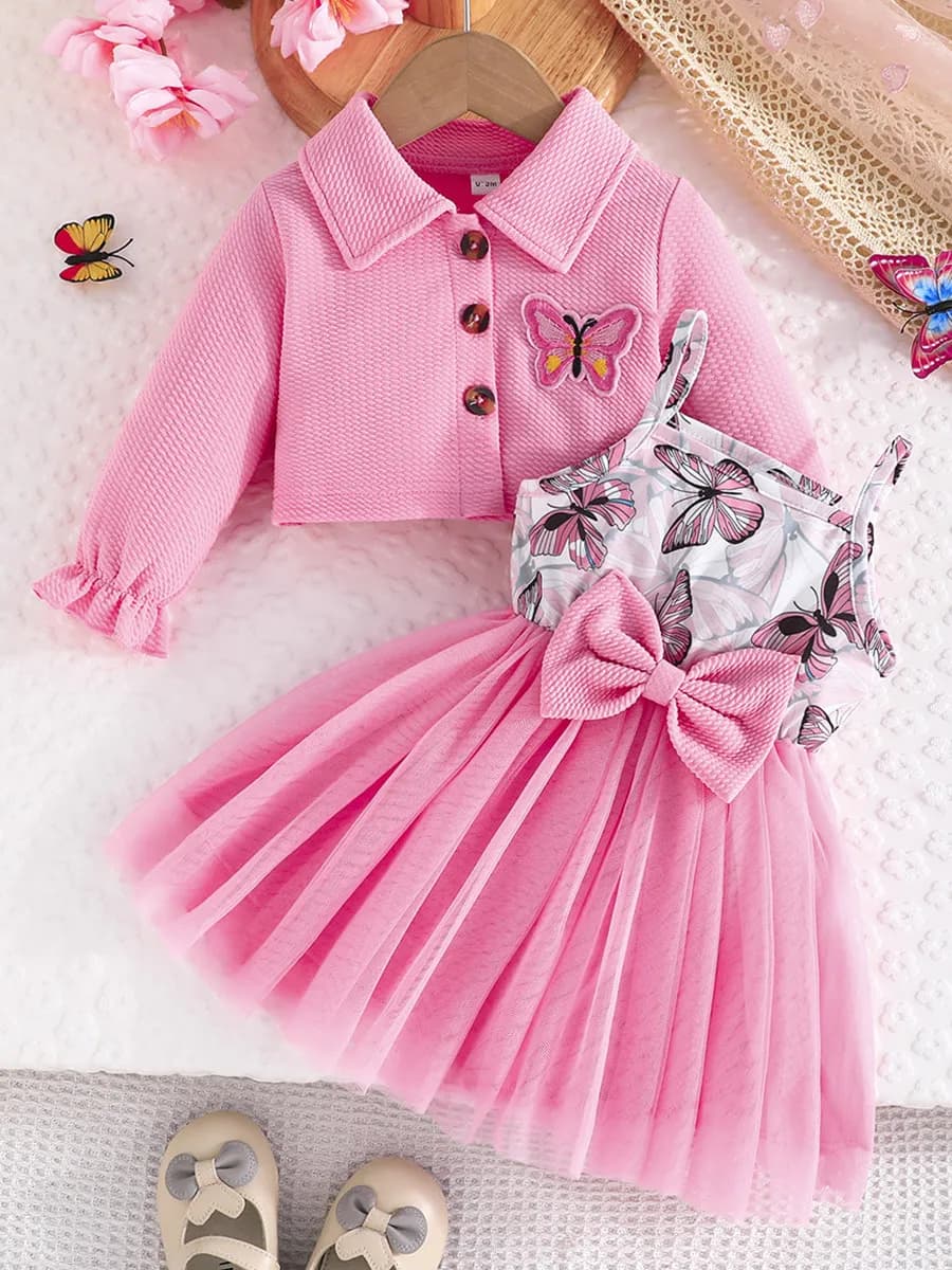 Комплект для девочки платье сарафан и рубашка - фото 1