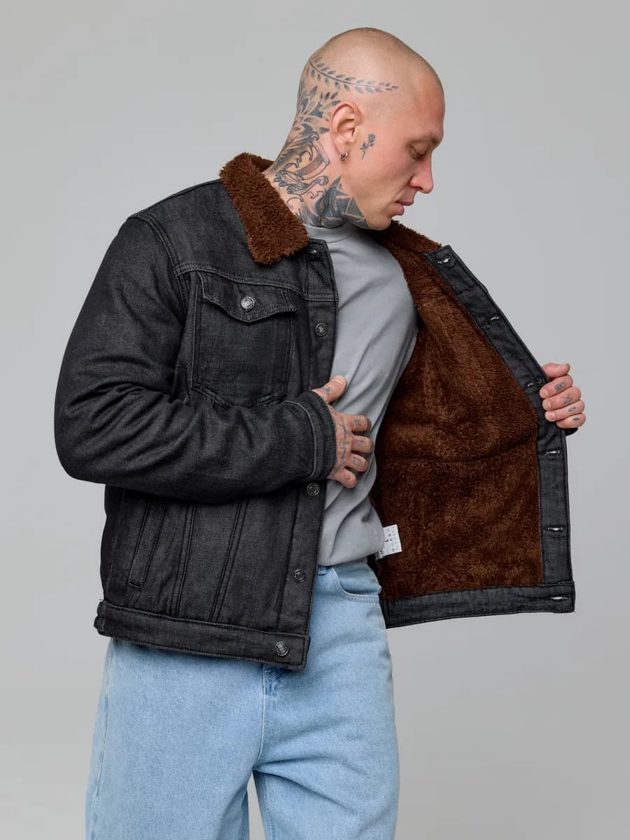 Джинсовая куртка джинсовка демисезонная утепленная с мехом