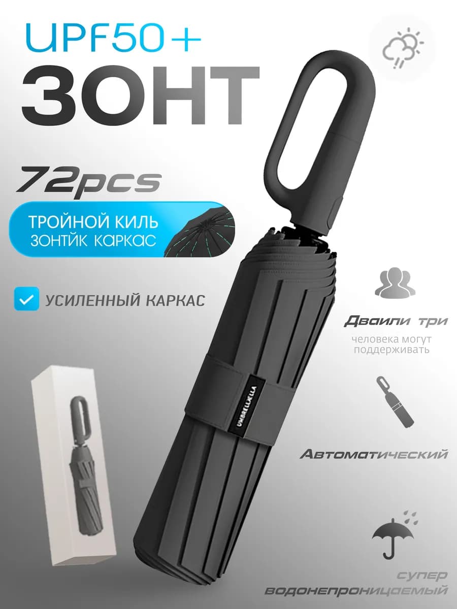 Зонт-автомат складной антиветер УФ-защита
