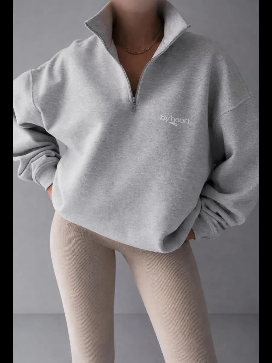 Свитшот оверсайз полузамок на молнии