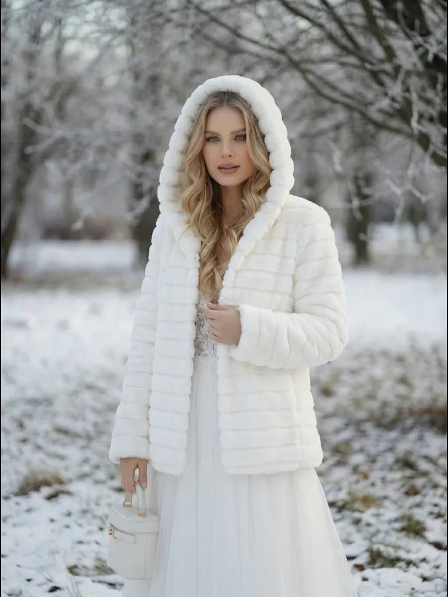 Шуба искусственная укороченная для свадьбы