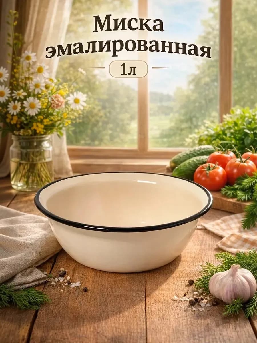 Миска эмалированная 1 л