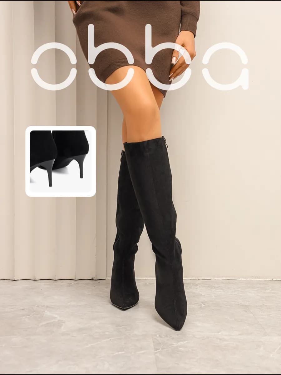 Демисезонные сапоги на каблуке шпильке с острым носом - фото 1