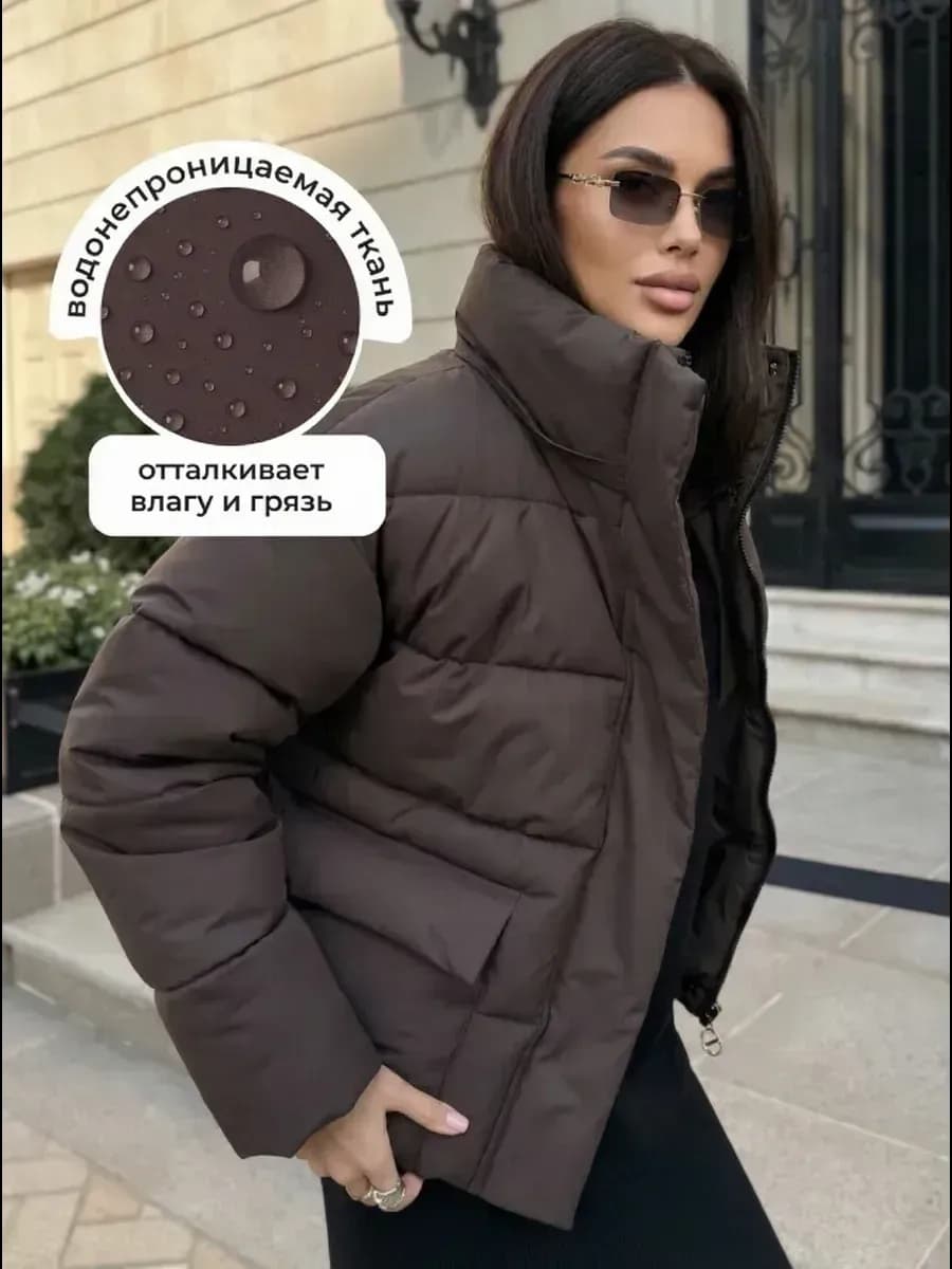 Куртка короткая оверсайз демисезонная с капюшоном