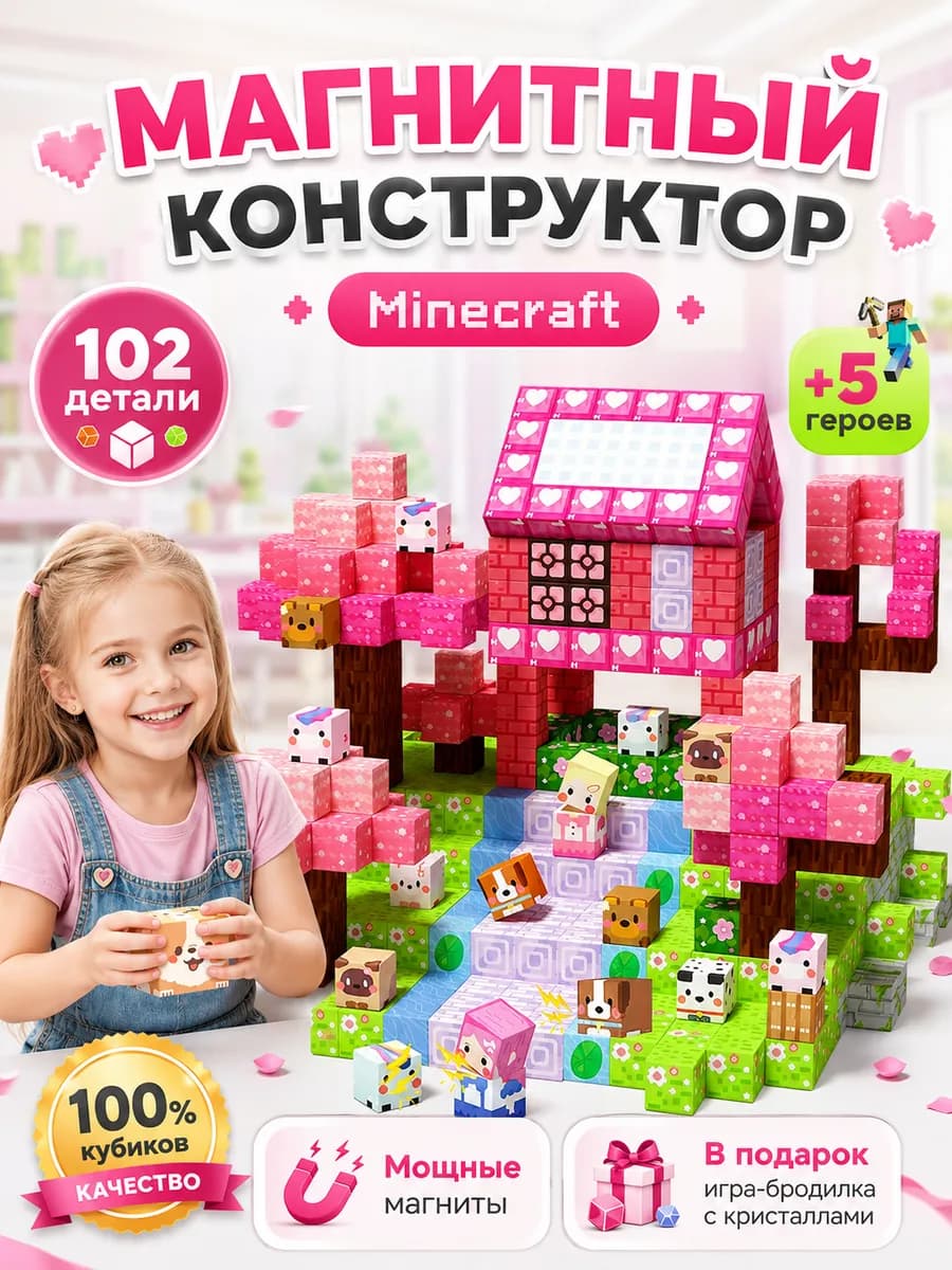 Подарок девочке 3-6 лет, магнитный конструктор
