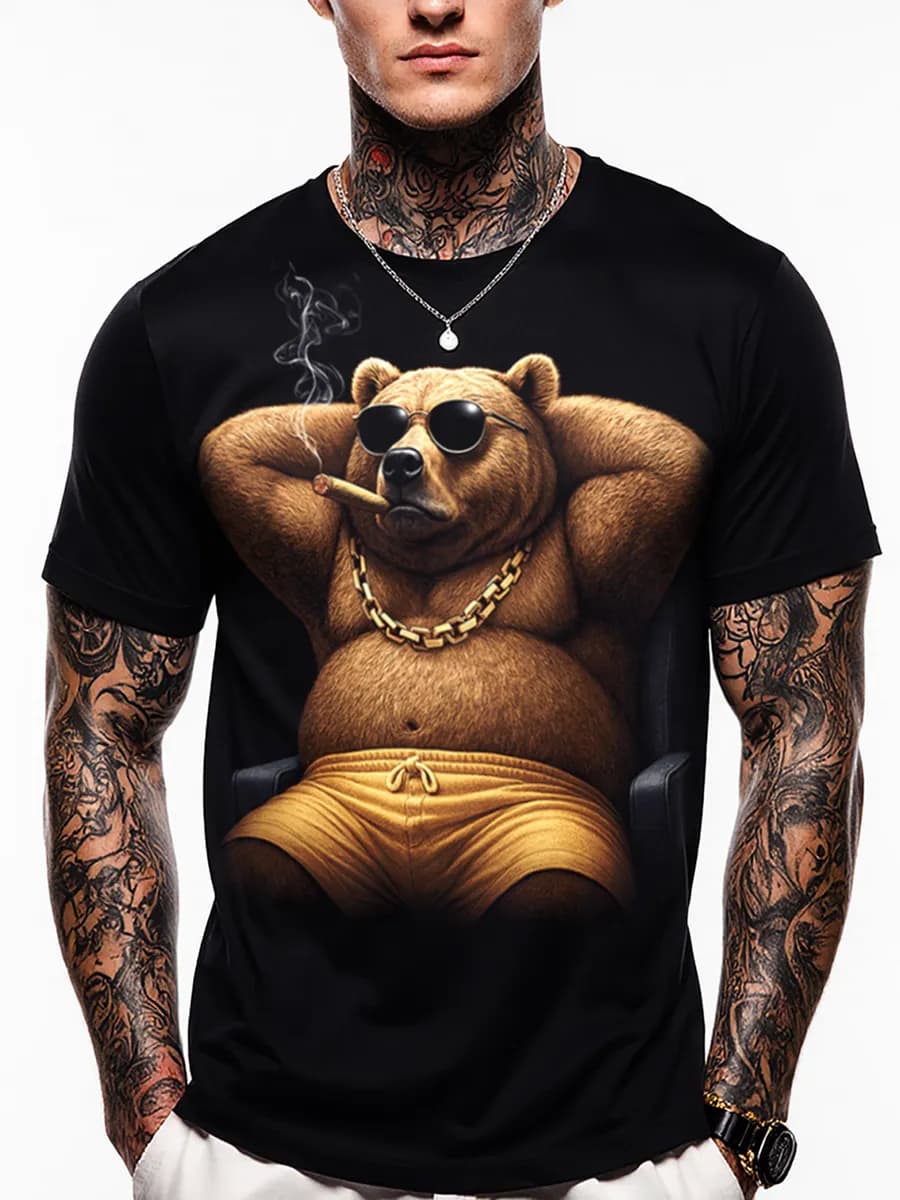 Футболка со светящимся принтом Мишка в шортах