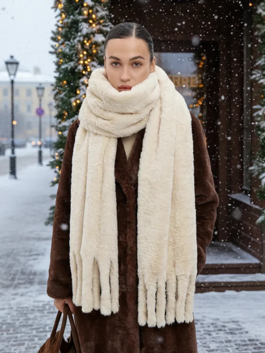 Шарф зимний теплый пушистый
