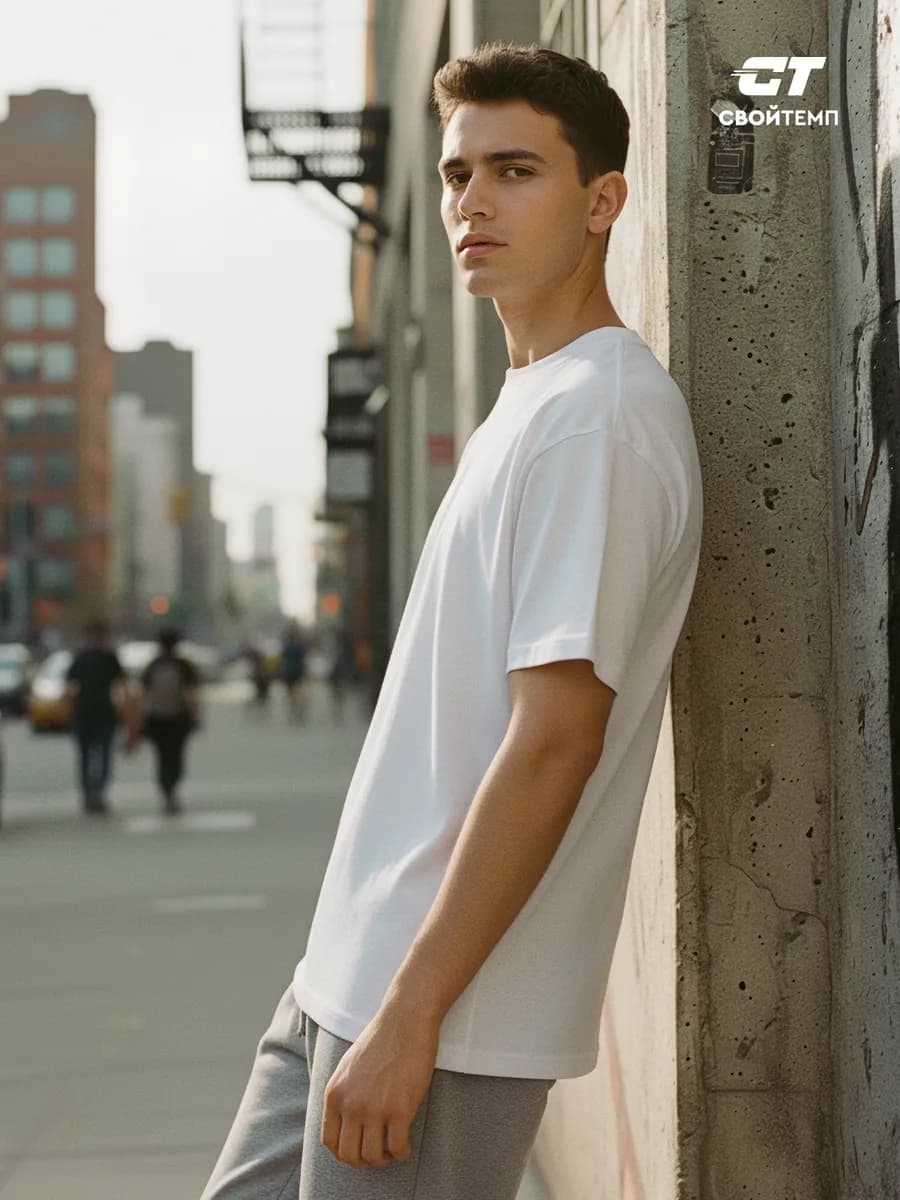 Футболка базовая однотонная оверсайз премиум плотная