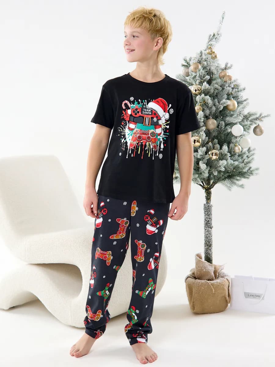 Пижама Новогодняя со штанами и футболкой - фото 1