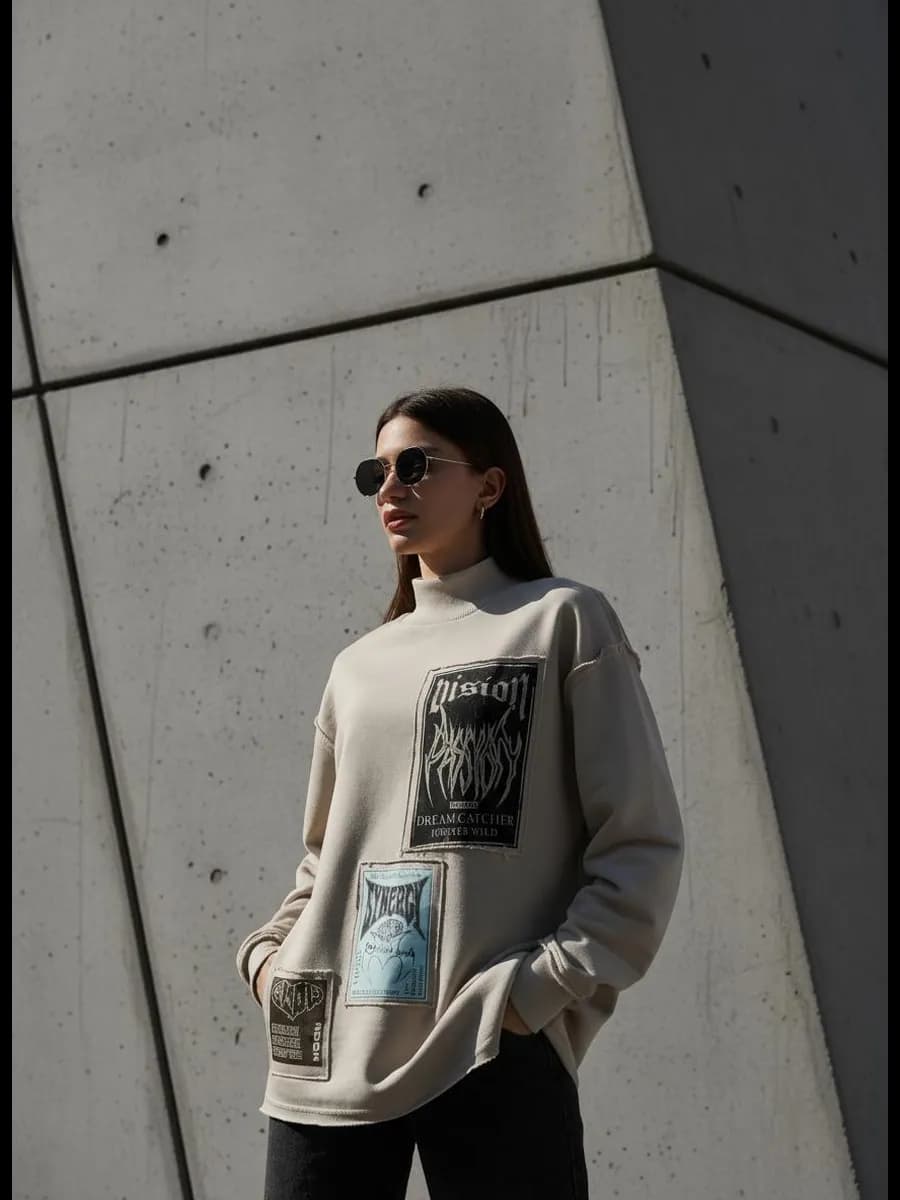 Свитшот в стиле гранж с необработанными краями